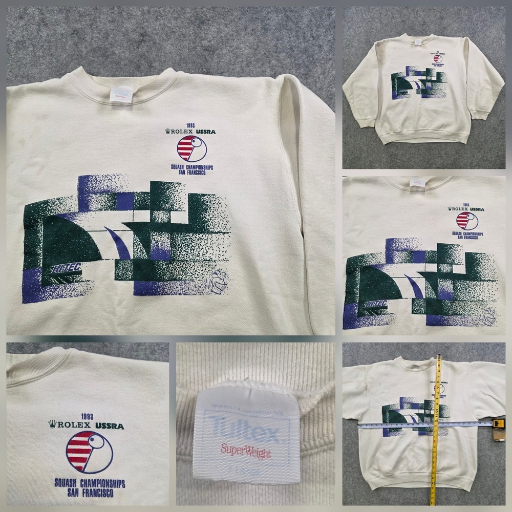 Vintage 1993 Rolex Squash Championships Sweatshirt Mens XL White Tultex USA
